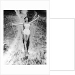 1950s Woman In Two Piece Bathing Suit Aquaplaning Water Skiing by Anonymous