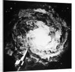 1950s 1960s Recreation Of Space Rocket Soaring Through Galaxy by Anonymous