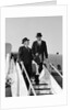 1960s Two Business Men Briefcase Exit Airplane Steps by Anonymous
