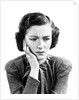 1940s Worried Woman Frowning Holding Hand To Cheek by Anonymous