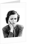 1940s Worried Woman Frowning Holding Hand To Cheek by Anonymous