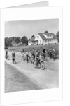1950s 8 Kids Boys and Girls Ride Bicycles On Country Rural Road Lane Fun House In Background by Anonymous