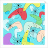 Retro Bean Pattern Blue by Anonymous