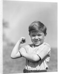 1930s Boy Making Strong Muscle Flexing Arm by Anonymous
