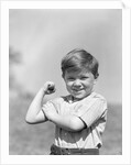 1930s Boy Making Strong Muscle Flexing Arm by Anonymous