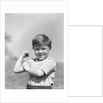 1930s Boy Making Strong Muscle Flexing Arm by Anonymous