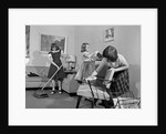 1950s Three Pre-Teen Young Girls Cleaning Living Room Dusting Vacuuming by Anonymous