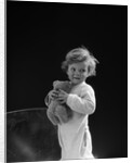 1930s Boy Toddler Holding Teddy Bear by Anonymous