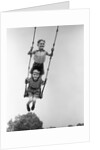 1930s Two Boys Sitting Standing On Playground Swing by Anonymous