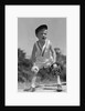 1930s Boy Wearing Baseball Hat and Glove Bent Over With Hands On Knees Yelling by Anonymous