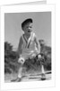 1930s Boy Wearing Baseball Hat and Glove Bent Over With Hands On Knees Yelling by Anonymous