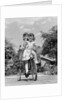 1940s Twin Girls Riding Outside On Tricycle by Anonymous