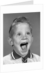 1960s Portrait Excited Boy With Mouth Wide Open Laughing by Anonymous