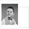 1950s Boy Portrait Wearing Checked Vest Polka Dot Bow Tie School Picture by Anonymous