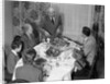 1940s 1950s 3 Generation Family Meal Dining Room Table Grandfather Carving Turkey by Anonymous