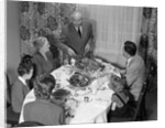 1940s 1950s 3 Generation Family Meal Dining Room Table Grandfather Carving Turkey by Anonymous