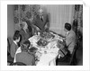 1940s 1950s 3 Generation Family Meal Dining Room Table Grandfather Carving Turkey by Anonymous