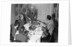 1940s 1950s 3 Generation Family Meal Dining Room Table Grandfather Carving Turkey by Anonymous