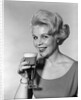 1960s Retro Woman Beer Glass Smile by Anonymous