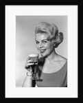 1960s Retro Woman Beer Glass Smile by Anonymous