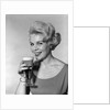1960s Retro Woman Beer Glass Smile by Anonymous