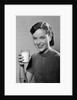 1950s Portrait Woman Holding A Glass Of Milk Studio by Anonymous