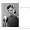 1950s Portrait Woman Holding A Glass Of Milk Studio by Anonymous