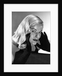 1950s Portrait Of Glamorous Woman With Long Black Gloved Hands Touching Cheek by Anonymous