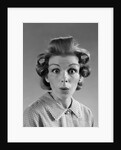 1960s Portrait Woman With Hair In Rollers Eyes Wide With Suprise by Anonymous