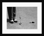 1950s Man Knees Down Putt On Golf Green by Anonymous