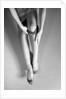 Woman's Hands Putting A Pair Of Sheer Stockings On Her Legs by Anonymous
