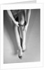 Woman's Hands Putting A Pair Of Sheer Stockings On Her Legs by Anonymous