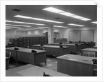 1950s 1960s Office With Desks Black Phones And File Cabinets by Anonymous