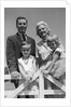 1950s 1960s Portrait Family Father Mother Son Daughter Behind White Fence Outdoor by Anonymous