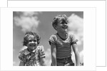 1930s Boy And Girl Bright Summer Day Sky With Clouds by Anonymous