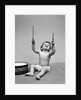 1940s Baby In Diaper With Drum Holding Up Drumsticks by Anonymous
