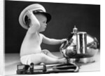 1940s Baby In Diaper With Ship Captain Hat Sextant And Nautical Compass by Anonymous