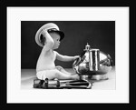 1940s Baby In Diaper With Ship Captain Hat Sextant And Nautical Compass by Anonymous