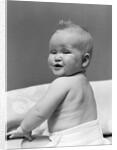 1940s Baby In Diaper Looking Back Over Shoulder With Funny Facial Expression by Anonymous