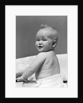 1940s Baby In Diaper Looking Back Over Shoulder With Funny Facial Expression by Anonymous