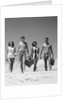 1960s Teenage Couples Wearing Bathing Suits On Beach Carrying Picnic Baskets by Anonymous