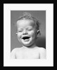 1940s Portrait Baby With Messy Hair Laughing With Eyes Closed by Anonymous
