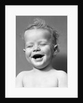 1940s Portrait Baby With Messy Hair Laughing With Eyes Closed by Anonymous