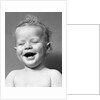 1940s Portrait Baby With Messy Hair Laughing With Eyes Closed by Anonymous