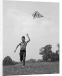 1960s Boy Running Flying Kite by Anonymous