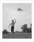 1960s Boy Running Flying Kite by Anonymous