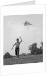 1960s Boy Running Flying Kite by Anonymous