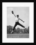 1960s Boy Jumping In Outfield To Catch Baseball With Gove by Anonymous