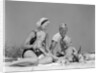 1970s 1960s Family Father Mother Twin Sons Playing In Sand On Beach Outdoor by Anonymous