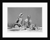 1970s 1960s Family Father Mother Twin Sons Playing In Sand On Beach Outdoor by Anonymous
